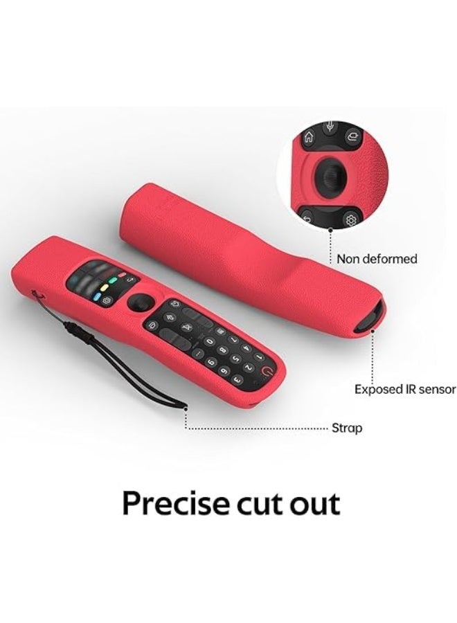 Silicone Magic Remote Cover Compatible with LG MR22GN/MR23GN/MR24GN OLED Smart TV, Shockproof Protective Cover Waterproof LG Remote with Loop (Red) - Image 3